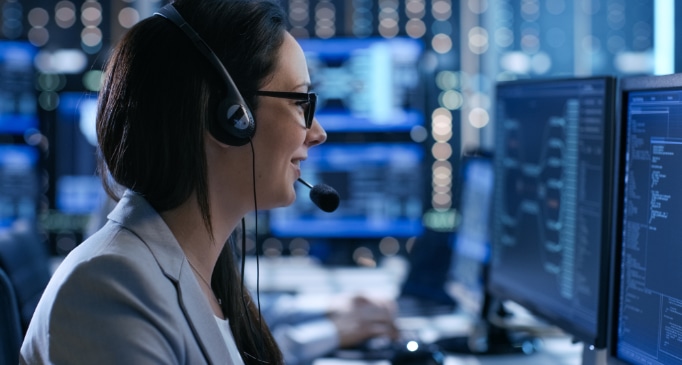 Monitoring agent with headset in a call center